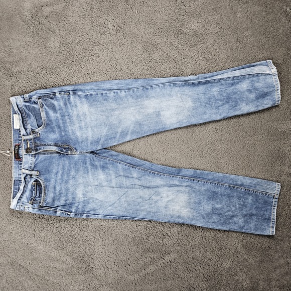 Guess Jeans Mens Waist 32x32 Light Wash Regular Straight Crescent Fit - Picture 1 of 11
